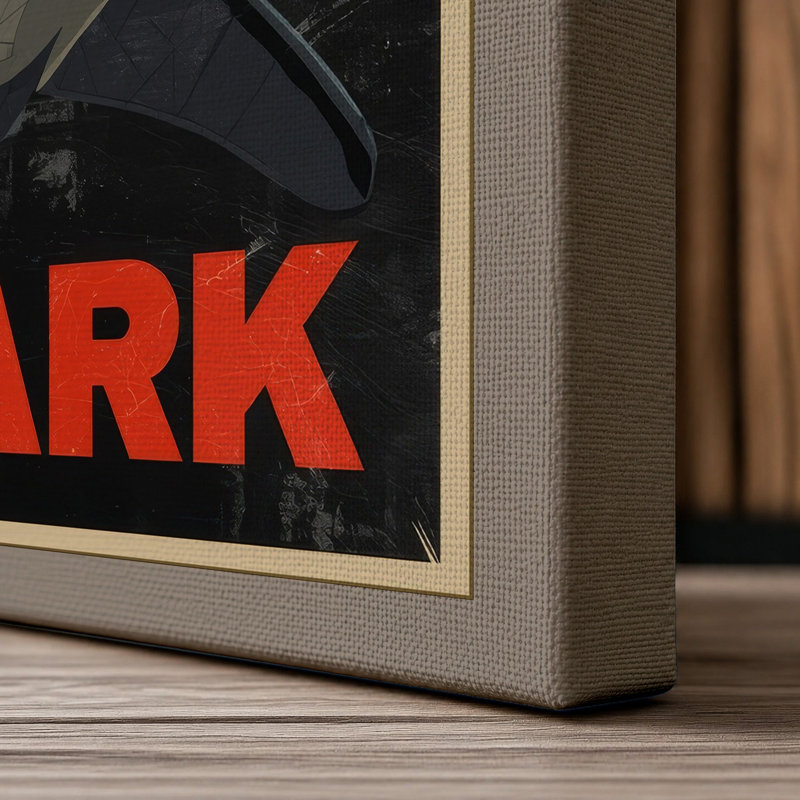Shark Graphic Art - Wrapped Canvas, 18x12 - 45.7 x 30.5 cm, Taupe Border