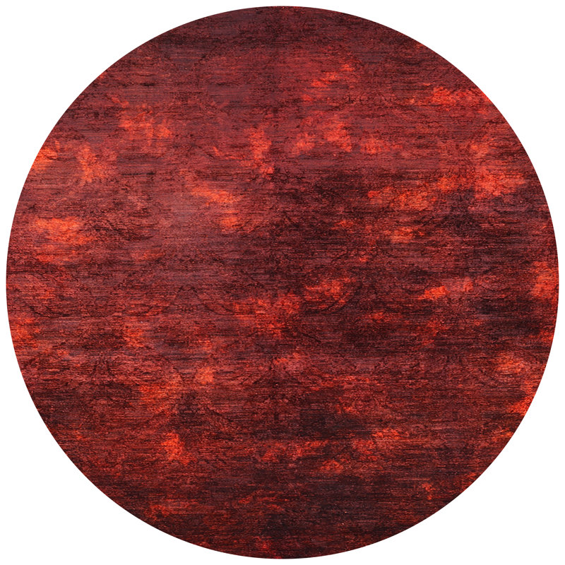 Tapis abstrait rouge, Rond 8 pi