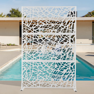 Metal Privacy Screen with Stand, Weather Resistant Outdoor Privacy Screen, Freestanding Outdoor Privacy Fence for Patio, Balcony or Deck - Net
