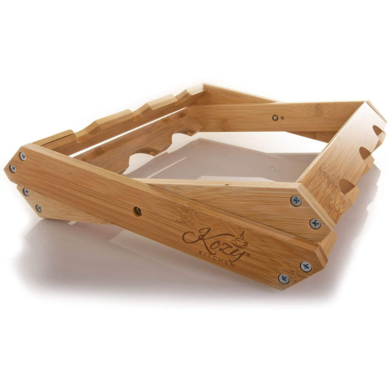 Support pour 6 bouteilles de vin de table en verre et bois massif en bambou naturel