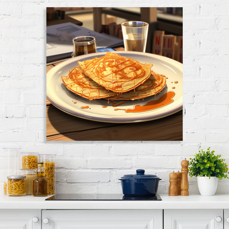 Morning Pancake Breakfast Spread - Art mural petit-déjeuner, H 16 po x l 16 po x P 1 po
