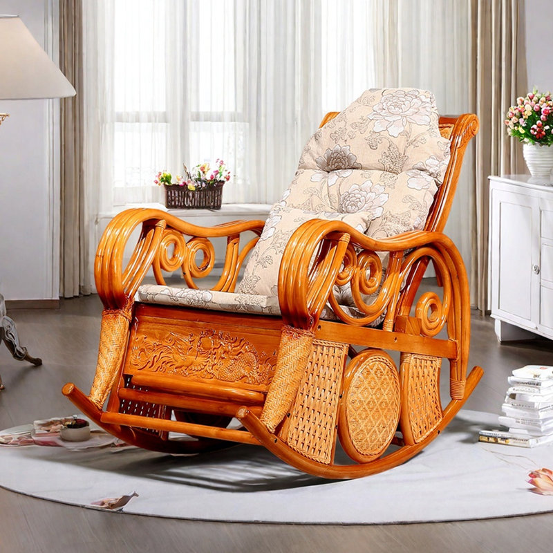 Chaise berçante en rotin décontractée Balcon, Brun