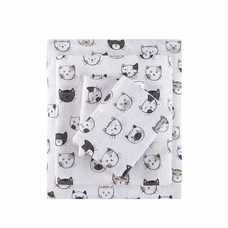 Ensemble de draps en flanelle de coton Gracie Mills Atticus, Ensemble de draps pour lit simple TG avec 1 taie d