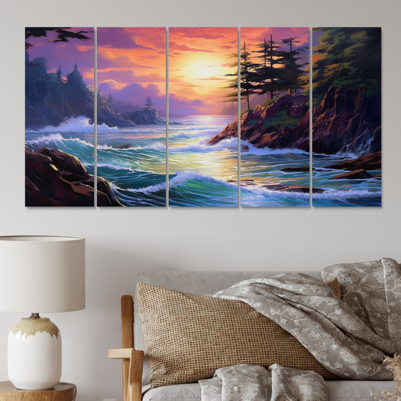 «Tropical Paradise I», reproduction sur toile - 5 panneaux égaux