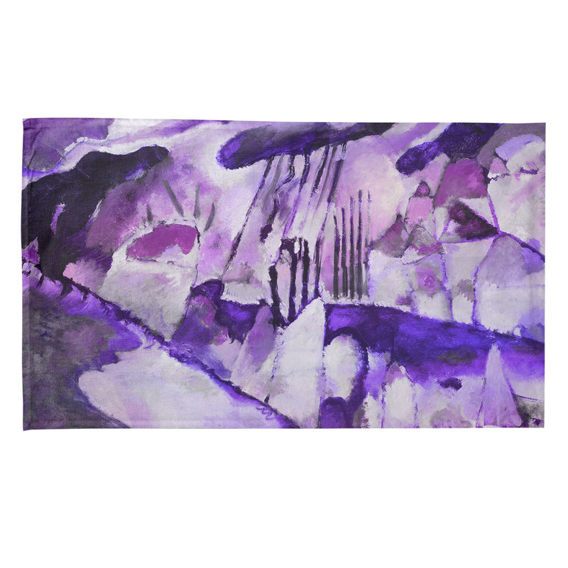 Serviette de thé paysager avec pluie, Polyester sergé, Mauve