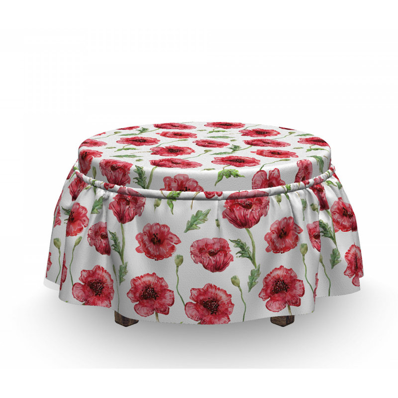 Housse pour repose-pieds ornemental aquarelle fleur