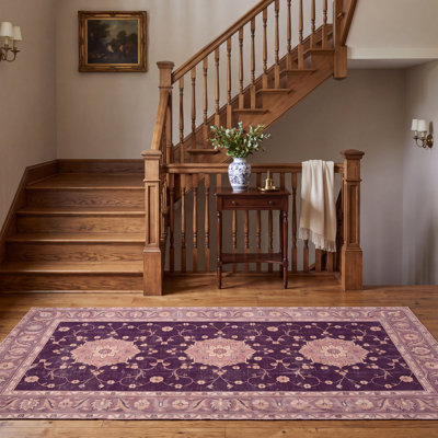 Tapis Ashley traditionnel persan en polyester doré lavable