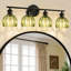 Luminaires de salle de bain modernes 26,3 pouces à 4 lumières en noir mat avec abat-jour en verre tulipe vert-1829115037-1837689431-1837689425