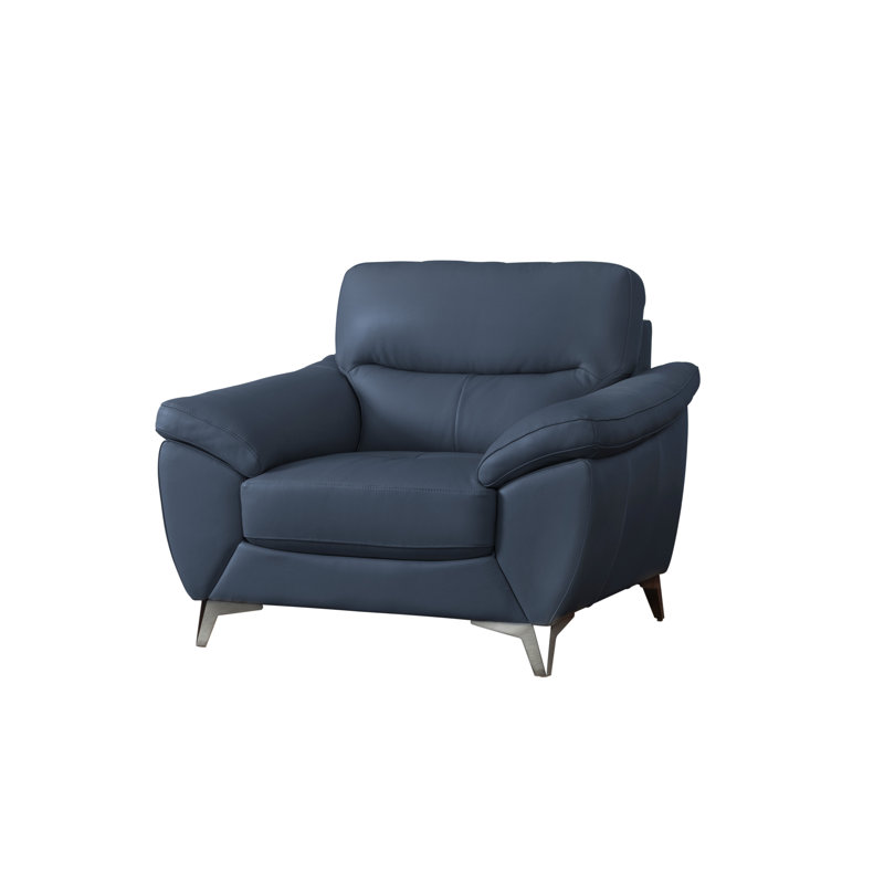 Fauteuil en cuir G 44 po Sorenson, Cuir véritable bleu