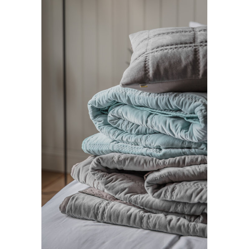 Nederland Cotton Solid Colour Bedspread, Duck Egg