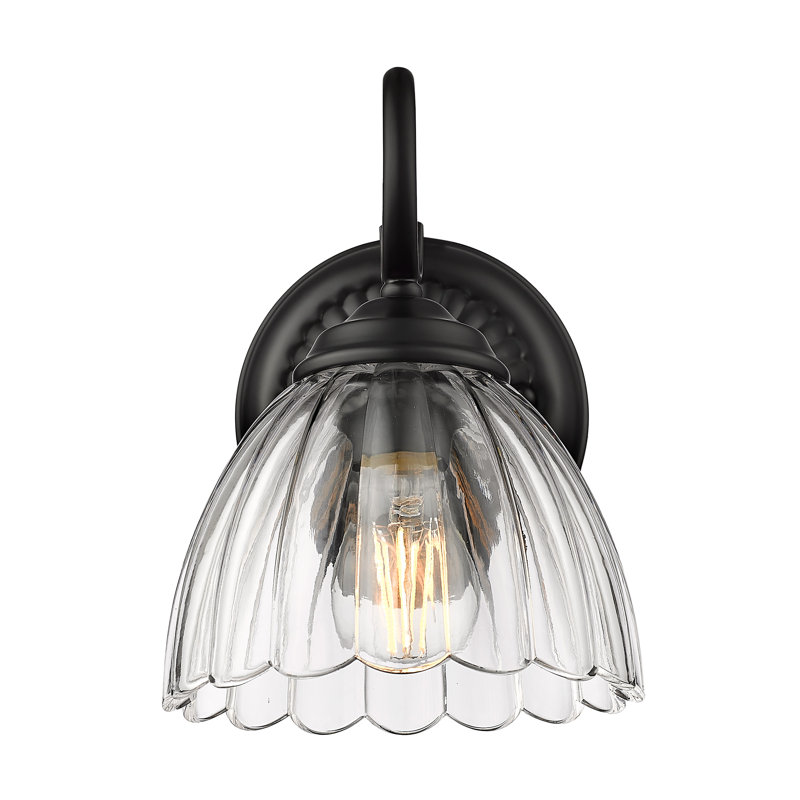 Khyra 1-Light Wall Sconce with Clear Glass, Matte Black