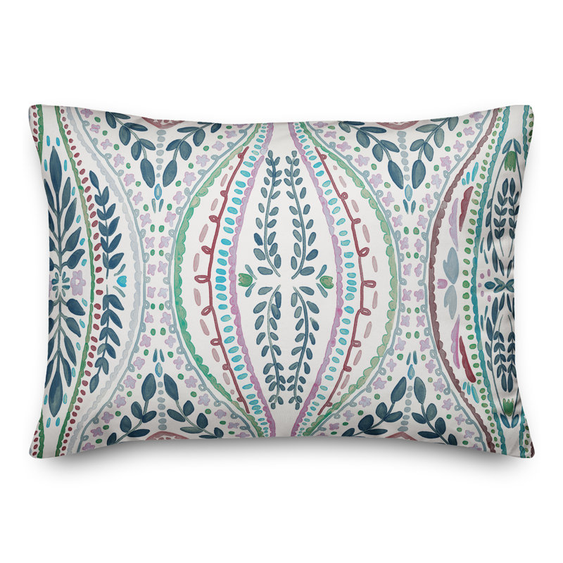 Housse et insert de coussin d'extérieur Juan, Bleu clair, Floral 7