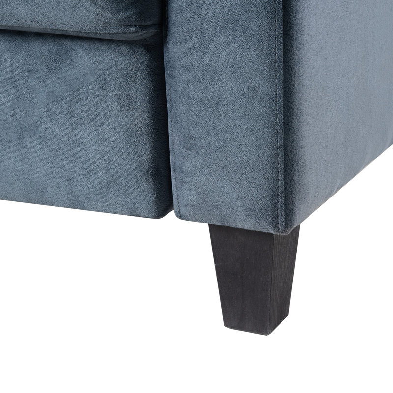 Canapé modulaire polyvalent en velours gris pour la chambre à coucher - 2 sièges, coussins épais et amovibles de 2 po pour les bureaux à domicile et les salons