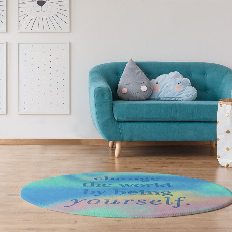 Quotes Chenille Indoor Rug, Round 5'