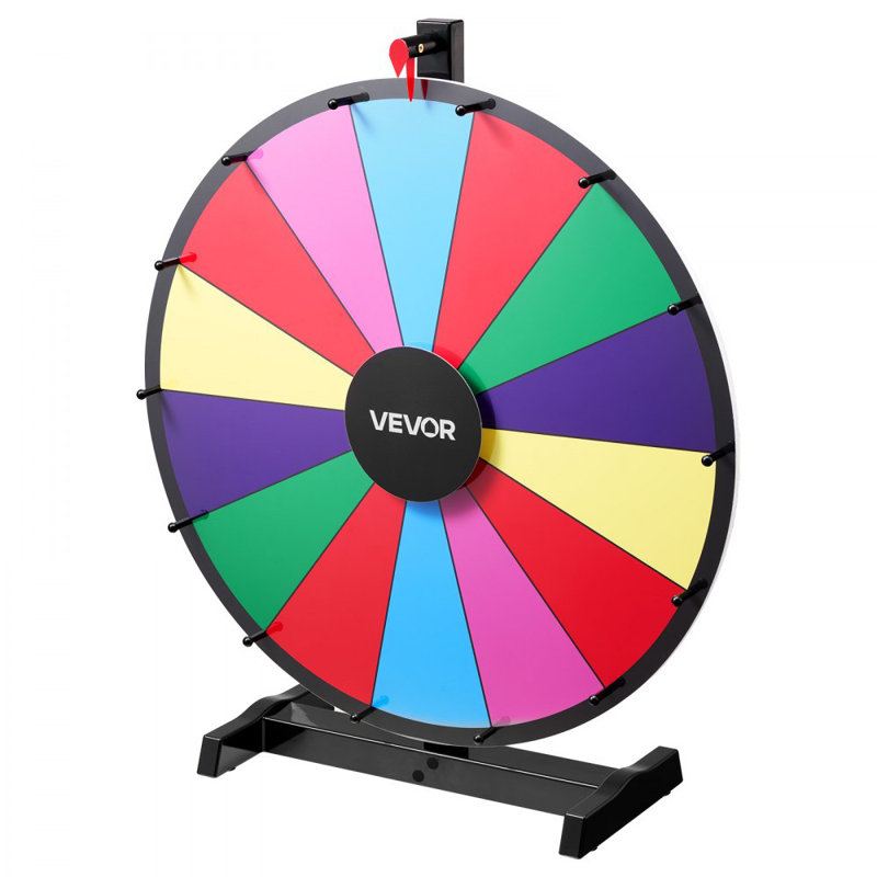 Roue de 24 pouces, roue de 14 fentes avec support, roulette de table Win Fortune avec effacement à sec et 2 marqueurs, 6 couleurs, assemblage facile, pour les événements de carnaval de fête
