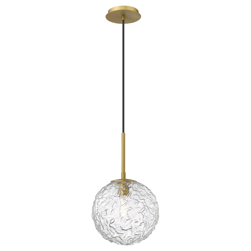 Barrington - 1 Light 10" Cord Hung Mini Pendant - Bulb Not Included -  Satin Nickel Finish, Brushed Brass