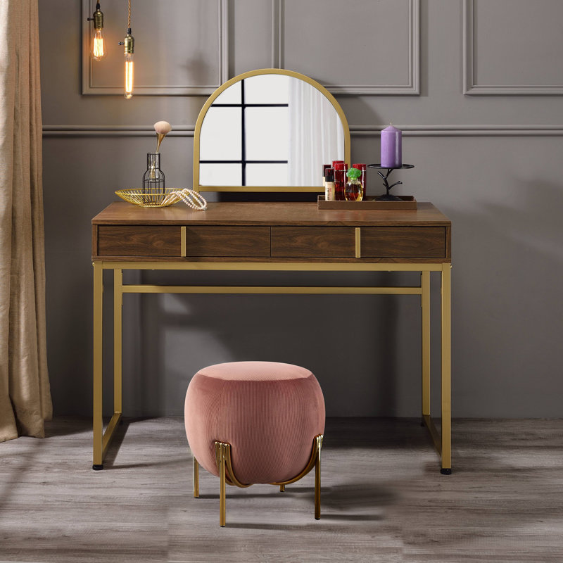 Bureau de meuble-lavabo avec miroir et plateau à bijoux Coleen