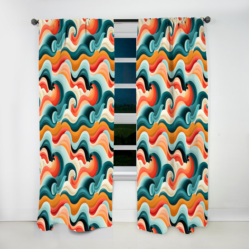 Mod Wave Revival - Rideau Mid-Century - Rideau géométrique obscurcissant - 1 panneau, L 52 po x L 120 po