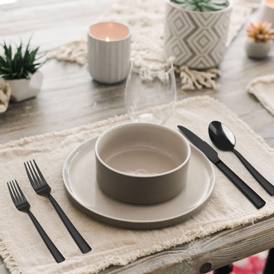 48-Piece Black Stainless Steel Silverware Set For 8 – Elegant, Durable, Includes Steak Knives, Perfect For Everyday And Events