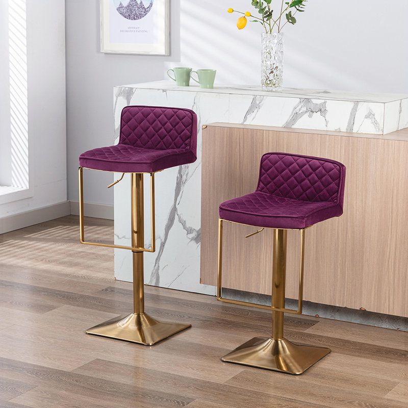 Tabouret pivotant à hauteur réglable Aldegonde Zariyah, Mauve