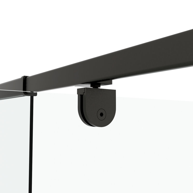 Pivot Swing Glass Bathroom Door - 44-48" W X 71" H, Matte Black, 1/4" Tempered Glass, Stainless Steel Handle, Magnetic Close, Leakage Feature Black Shower 71", Closure, Leak, Easy To Install