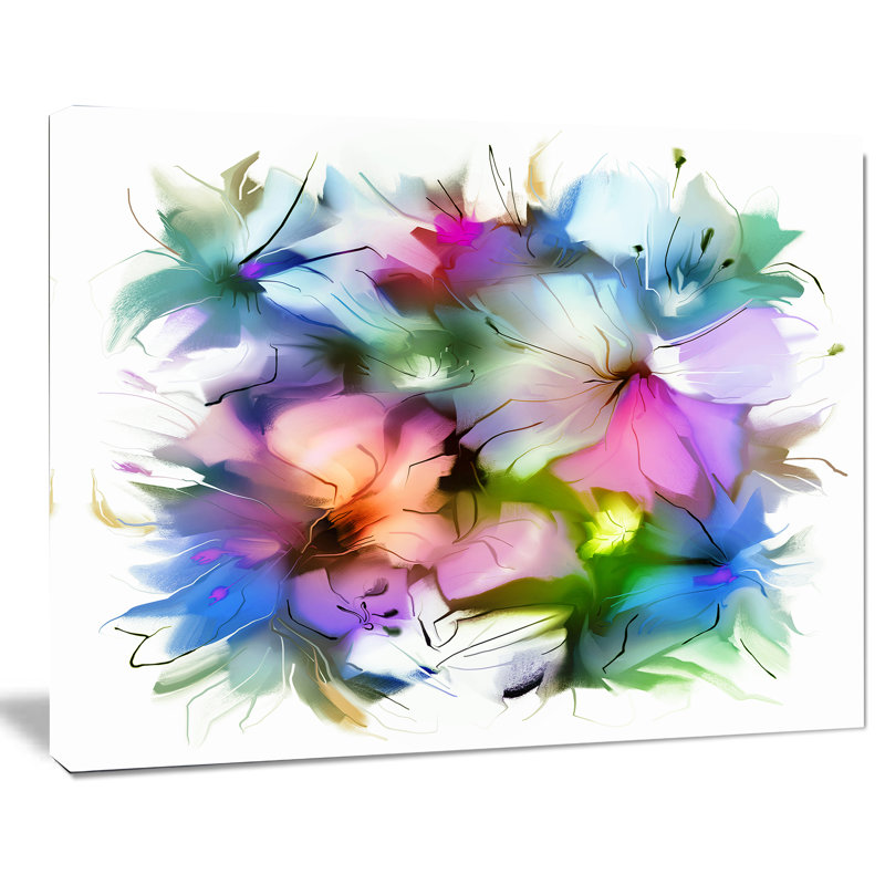 Watercolor Floral Bouquet - reproduction d'art, H 30 po x l 40 po x P 1,5 po, Toile tendue
