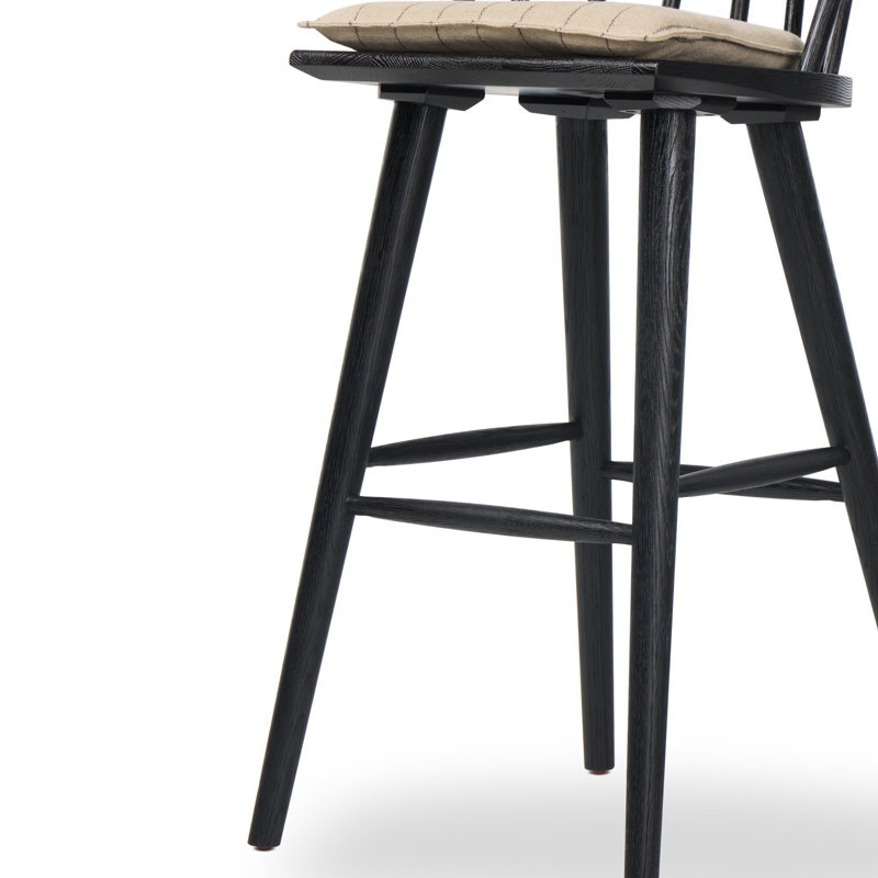 Lewis Windsor Stool With Cushion-Black Oak-Counter, Black Oak, Bar Stool (30.29” Seat Height)