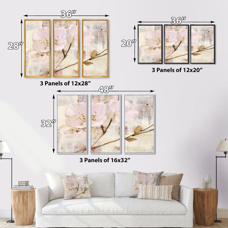 Elegance I - ensemble d'art mural encadré sur toile Shabby Elegance, Cadre doré, L 36 po x H 20 po