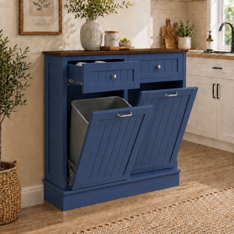 Armoire poubelle inclinable Havant, Bleu