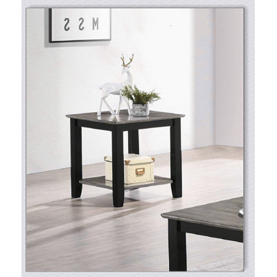 Table de bout en bois simple et moderne avec tablette ouverte, bois d'hévéa massif durable pour le salon ou la chambre à coucher