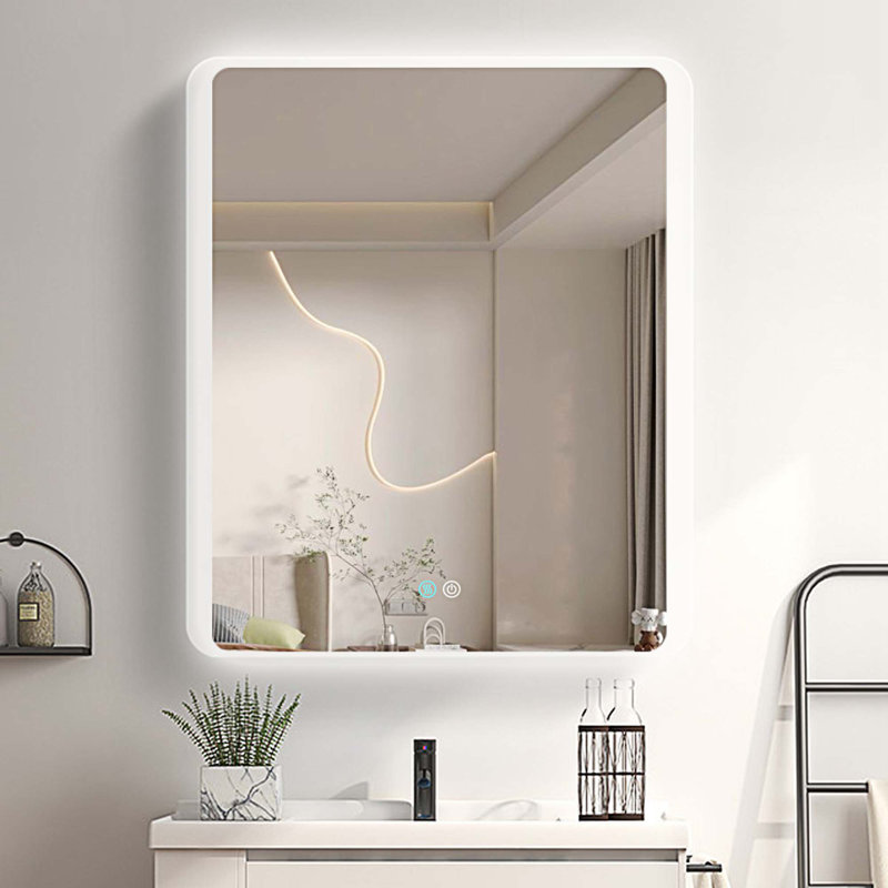 Miroir mural de salle de bain Kahle, Blanc, Rectangulaire, 40 po x 60 po