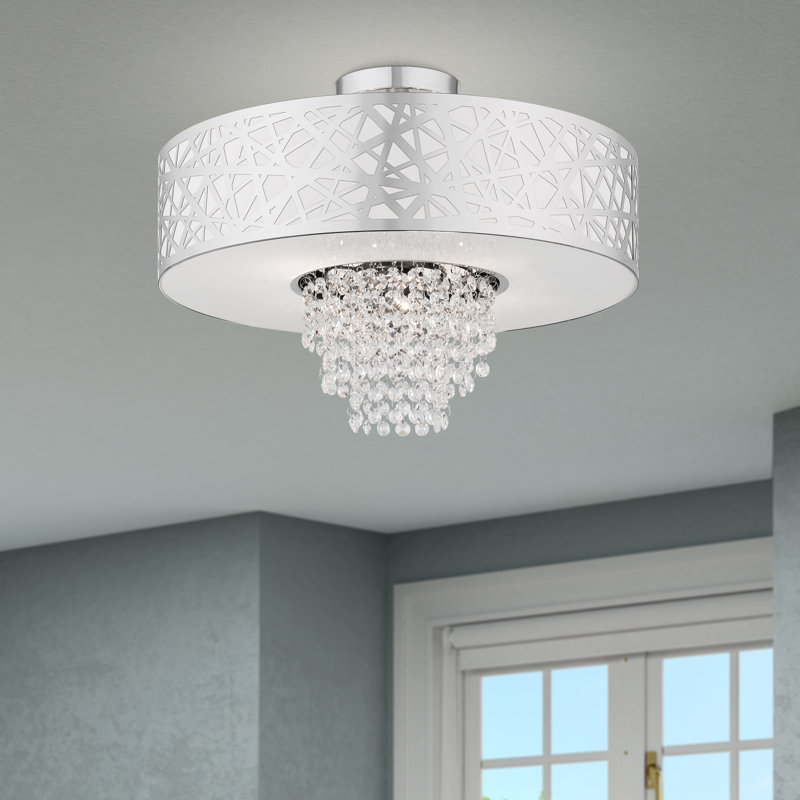 Plafonnier semi-encastré 4 lumières 18 po Feltman, Chrome poli