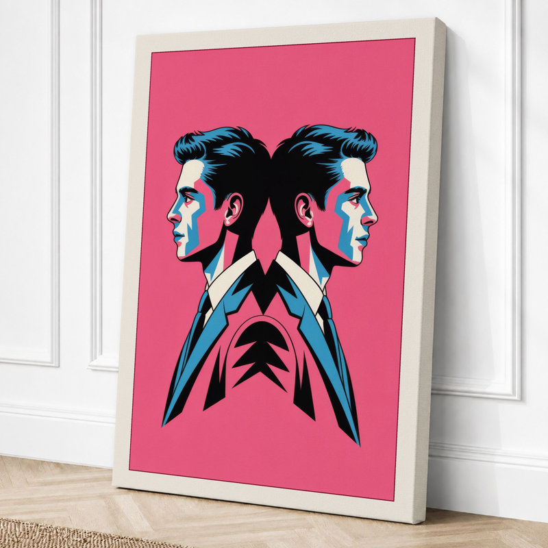 Mirrored Minds Modern Canvas Art Print, Cream Border, 24x16 - 61.0 x 40.6 cm