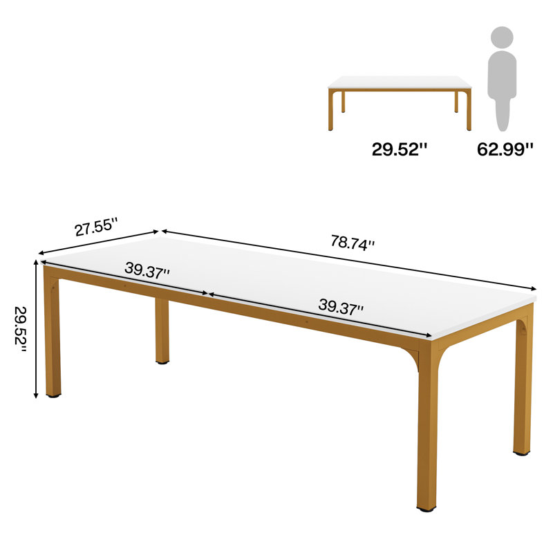 Table de conférence Louinis, Blanc / Doré