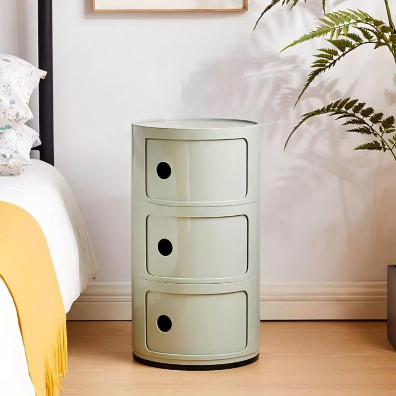 3 Tiers Round Storage Drawers  – Stackable Round Nightstand Drawers, Light Green