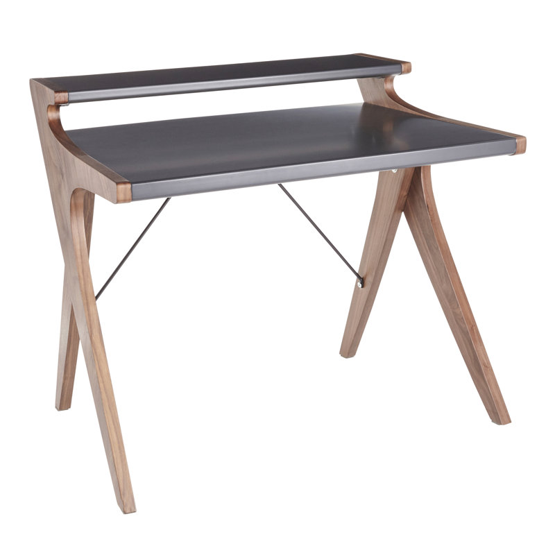 Gunning Wood Top Desk with Raised Hutch, Gray