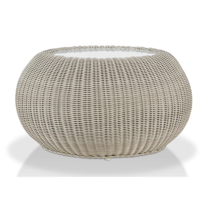 Gaines Round Glass Outdoor Side Table - 69 cm W 69 cm D, Grey