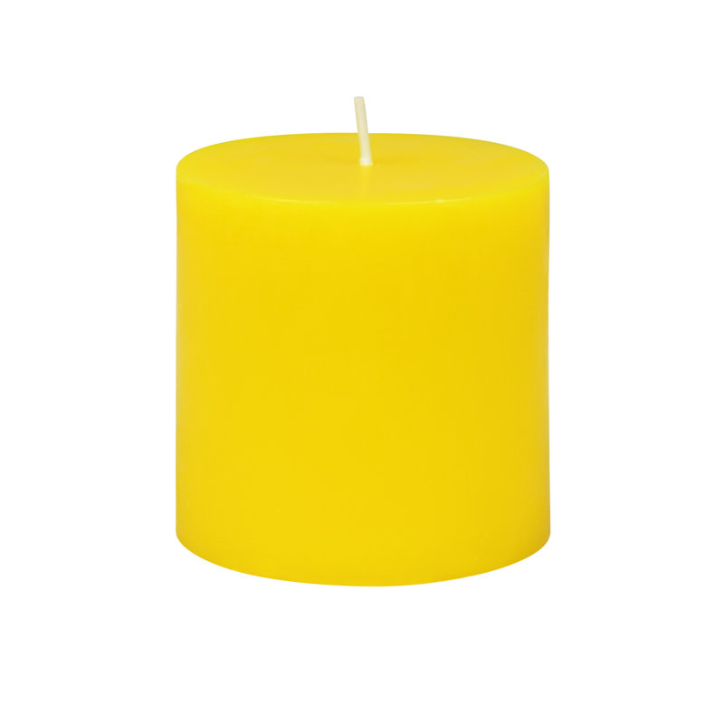 Bougie pilier sans parfum sans paraffine sans fumée, Hauteur de 3 po, diamètre de 3 po, Jaune, 1 bougie