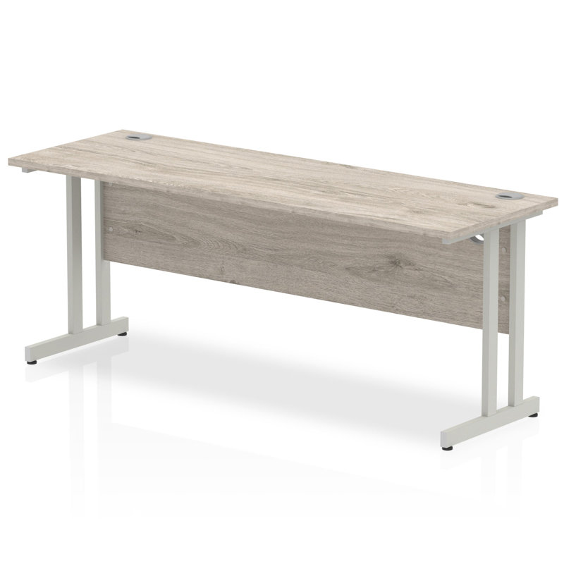 Impulse Metal Base Computer Desk, Silver, 73cm H x 160cm W x 80cm D, Grey