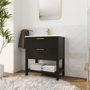 Millwood Pines 30'' Single Bathroom Vanity with Ceramic Top & Reviews ...