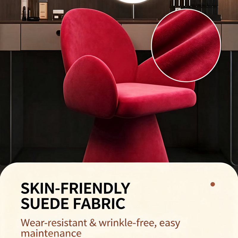Contemporary Rotatable Dressing Table Chair, Plush Velvet Swivel Vanity Accent Chair, Comfortable Cosmetic Seat for Bedroom Decor