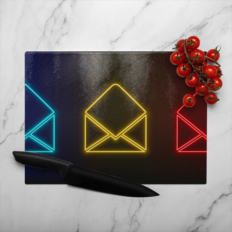 Neon Email  Glass Chopping Board, 40cm L x 28cm W