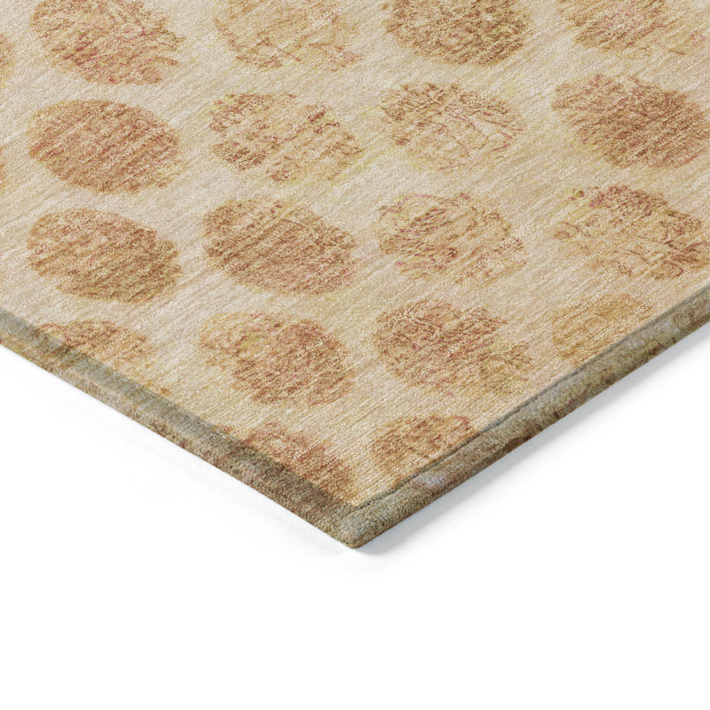 Tapis extérieur lavable à pois 10 pi x 14 pi pêche et rouille