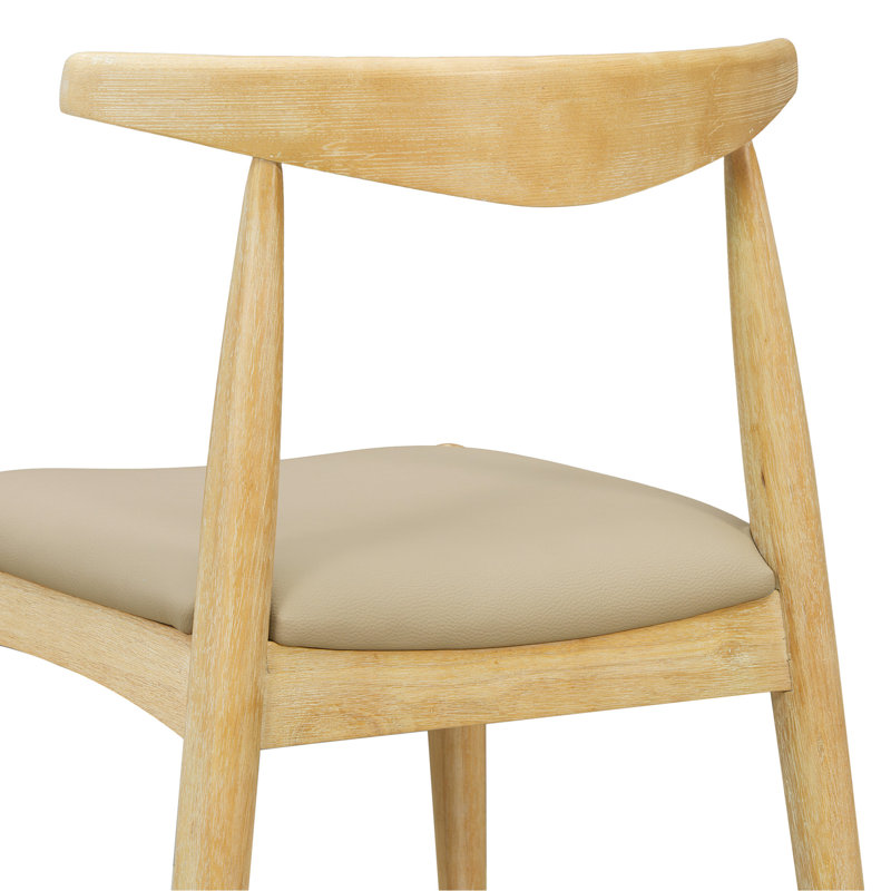 [Vidéo] Ensemble de 2 chaises de salle à manger en bois d'hévéa, dossier ergonomique et revêtement en similicuir, naturel et gris clair