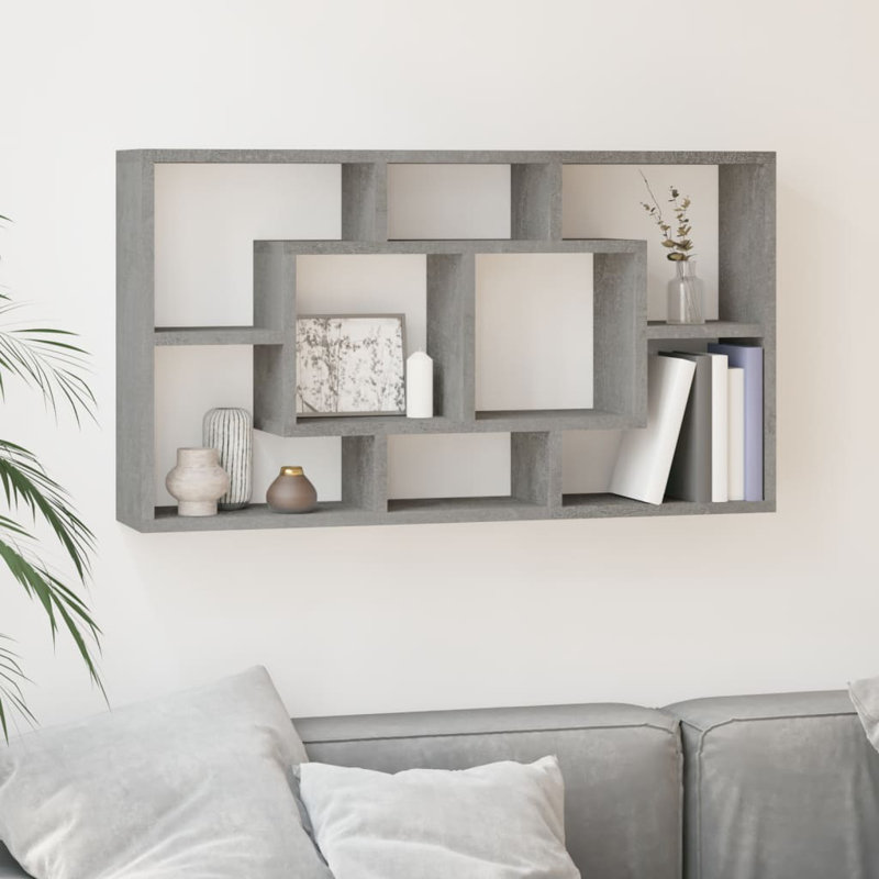 Tiffany 8 Piece Floating Shelf, Grey, 52.5cm H x 85cm W x 16cm D