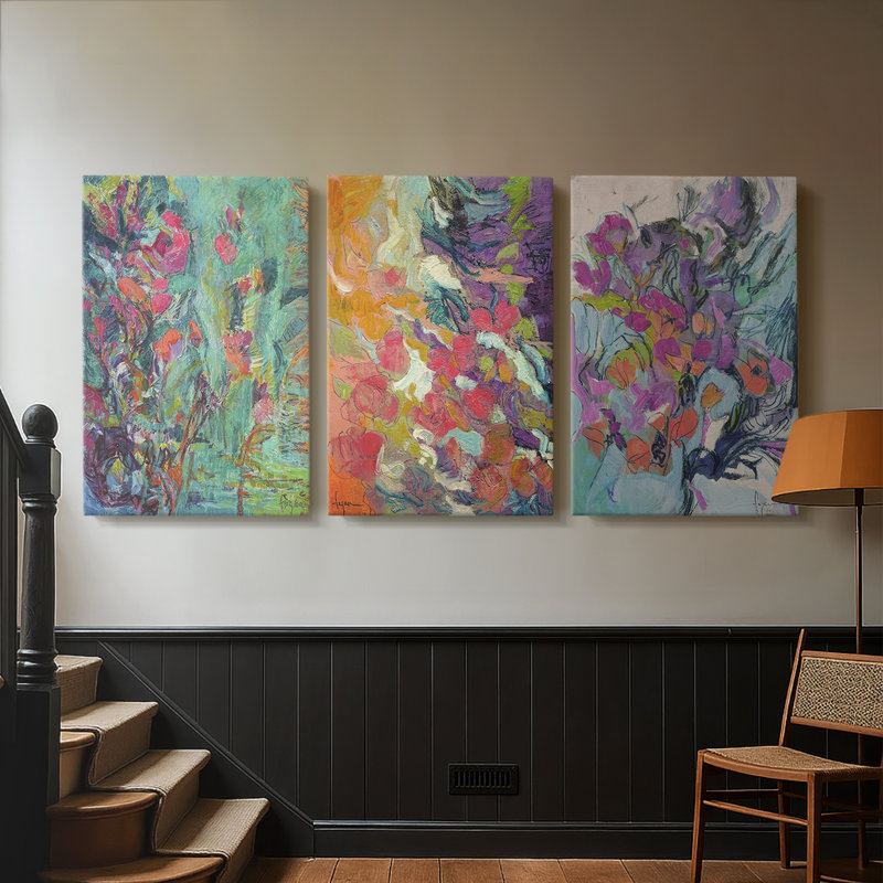 Amethyst Sapphire  -Custom Wrapped Gallery Canvas - 3 Pieces, 18" H x 36" W