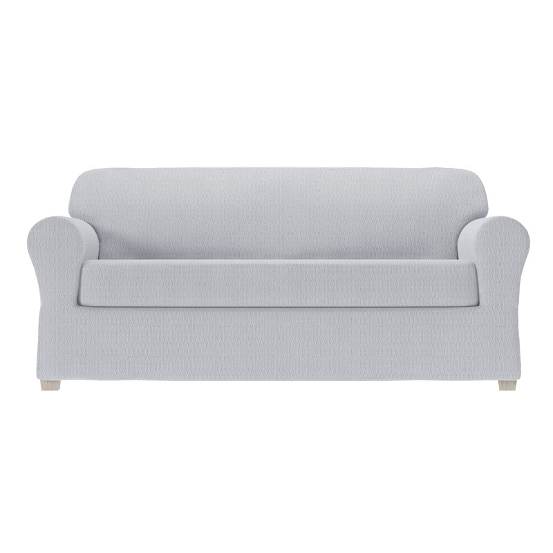 Housse extensible pour canapé à coussins carrés, H 34 po x l 96 po x P 38 po, Mélange de polyester argenté