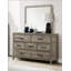 Commode de chambre à coucher à 7 tiroirs de style rustique avec finition grise vieillie et stratifié de mélamine de qualité supérieure pour plus de durabilité et de style