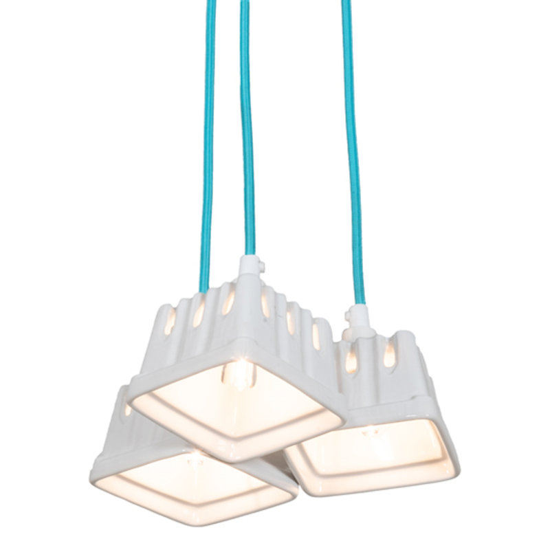3 - Light Pendant, Turquoise/White