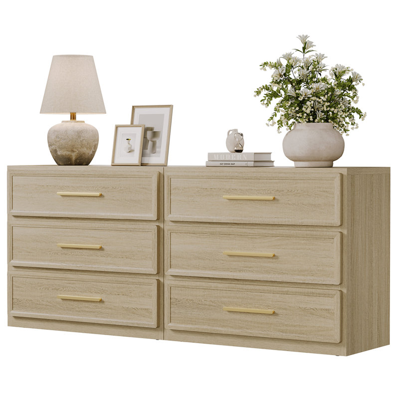 Table de chevet 3 tiroirs Cesiro Accent, Ensemble de 2, Naturel